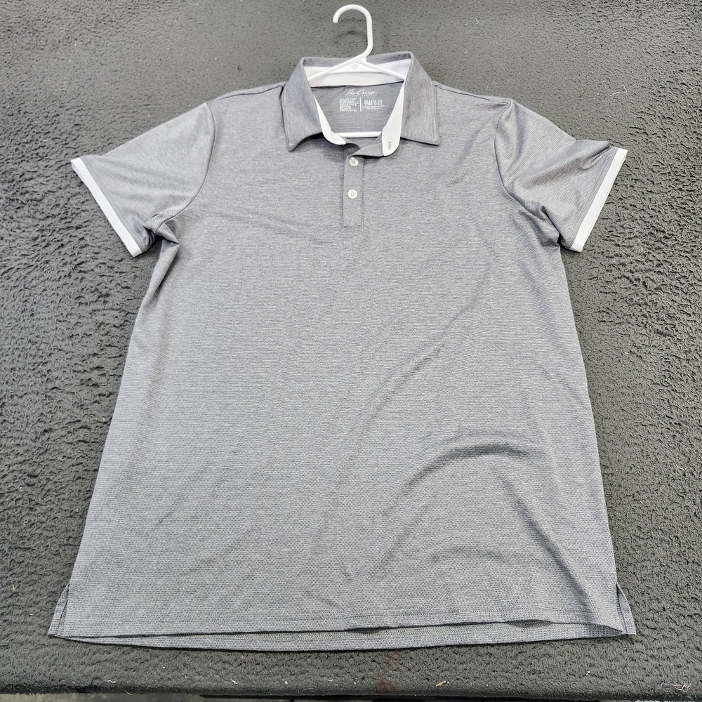 The Charge Polo Shirt Mens Large Gray Mesh Stripe Short Sleeve Golf Casual USA